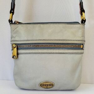 Fossil Soft Leather Crossbody Bag Dusty Blue